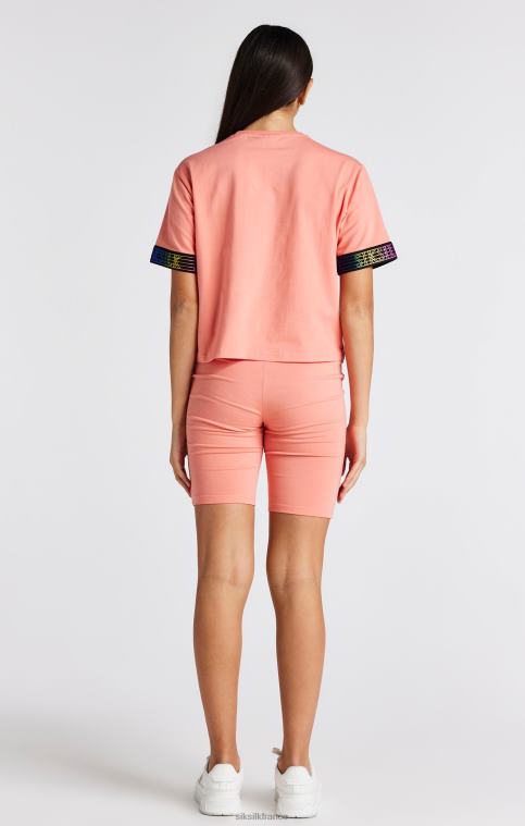 filles vêtements 6B8NV326 SikSilk t-shirt court à bande corail