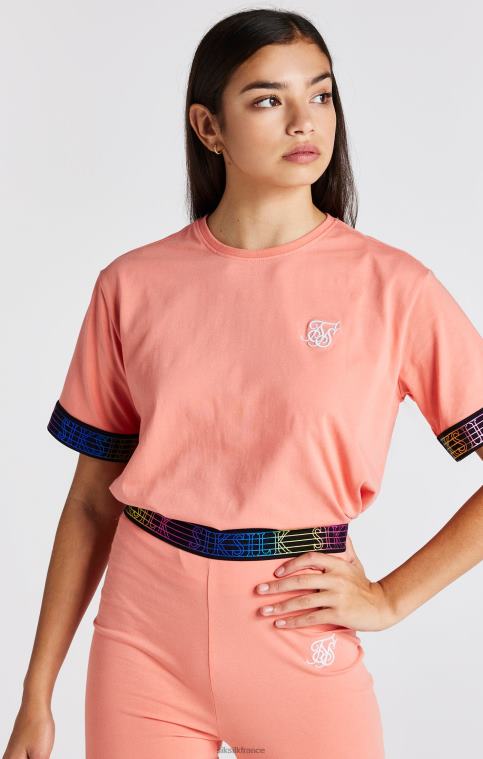 filles vêtements 6B8NV326 SikSilk t-shirt court à bande corail