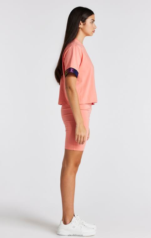 filles vêtements 6B8NV326 SikSilk t-shirt court à bande corail