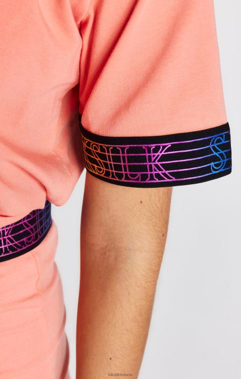 filles vêtements 6B8NV326 SikSilk t-shirt court à bande corail