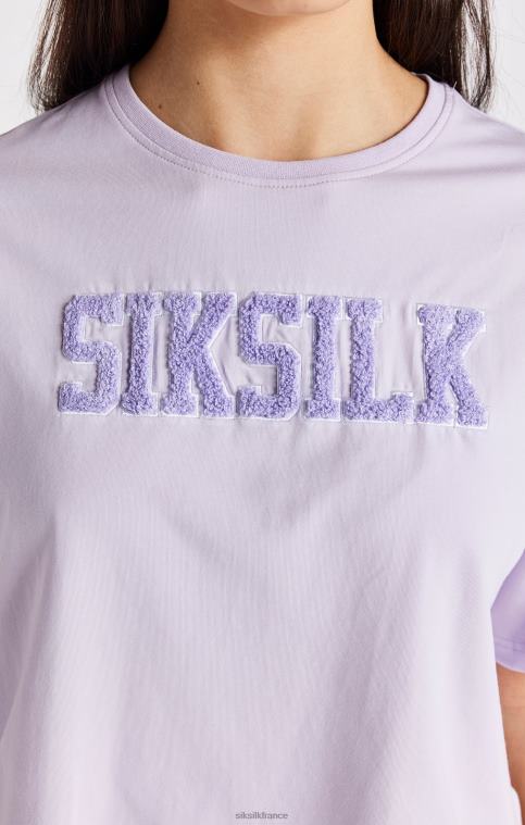 filles vêtements 6B8NV327 SikSilk t-shirt court violet à logo universitaire