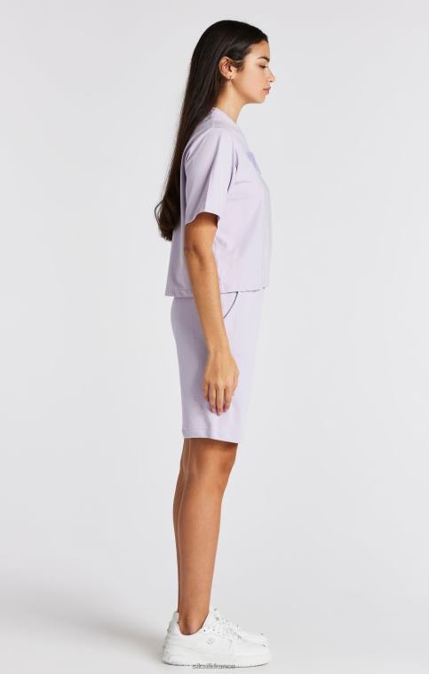 filles vêtements 6B8NV327 SikSilk t-shirt court violet à logo universitaire