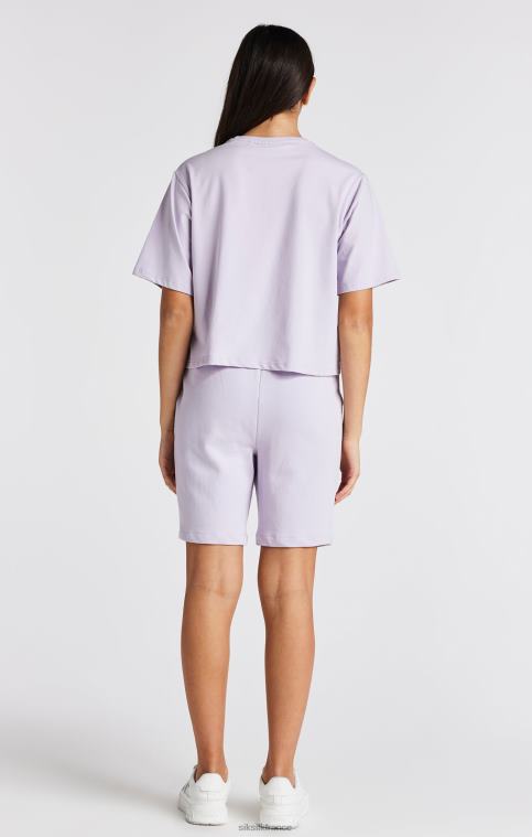 filles vêtements 6B8NV327 SikSilk t-shirt court violet à logo universitaire