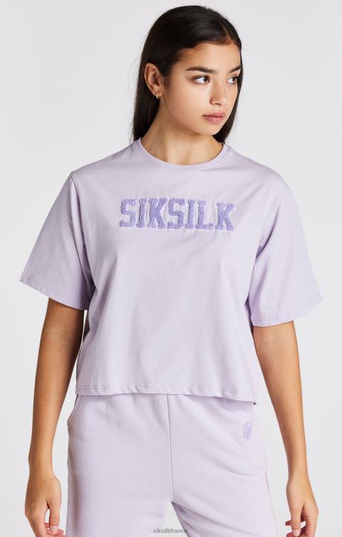 filles vêtements 6B8NV327 SikSilk t-shirt court violet à logo universitaire