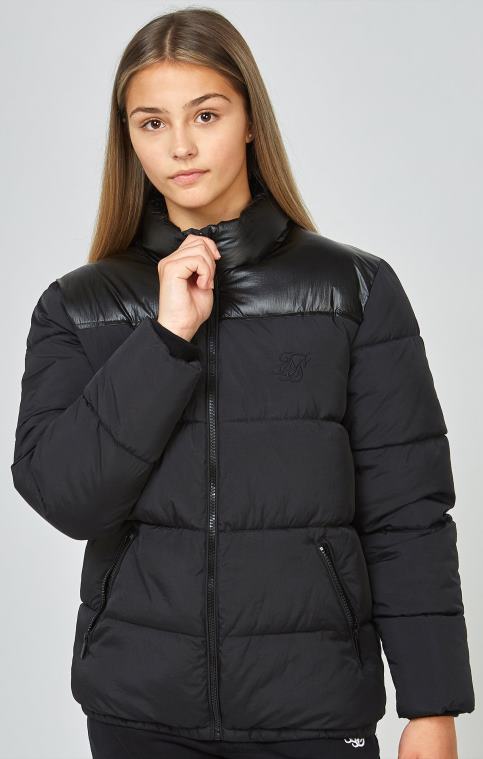 filles vêtements 6B8NV340 SikSilk veste noire zippée à bulles