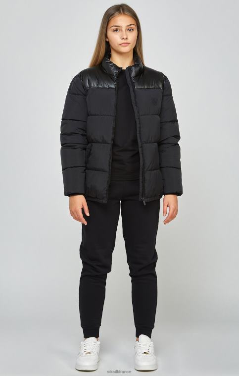 filles vêtements 6B8NV340 SikSilk veste noire zippée à bulles