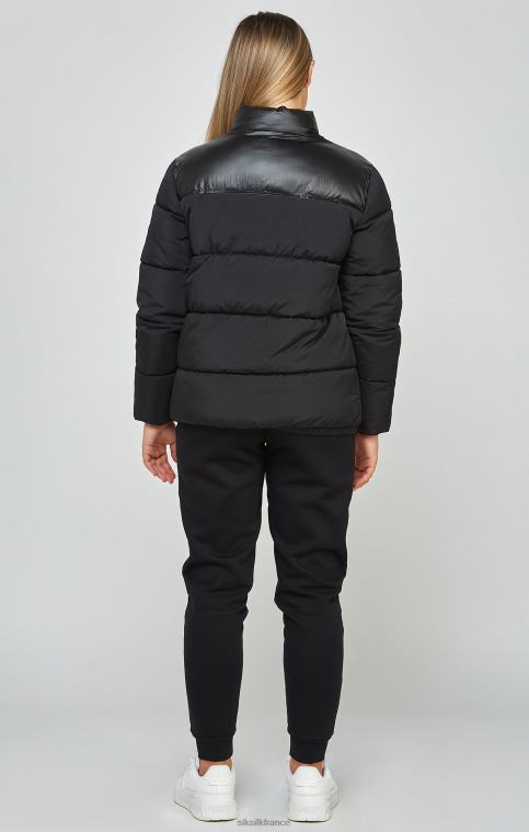 filles vêtements 6B8NV340 SikSilk veste noire zippée à bulles