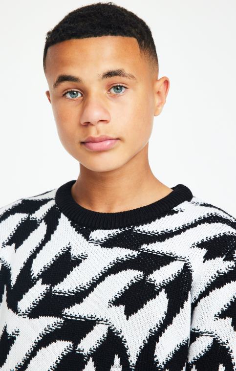 garçons vêtements 6B8NV286 SikSilk x messi pull noir en grosse maille