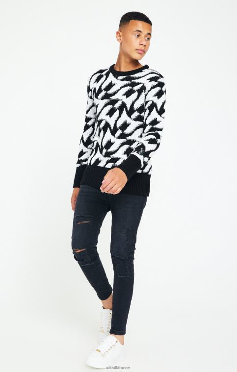 garçons vêtements 6B8NV286 SikSilk x messi pull noir en grosse maille