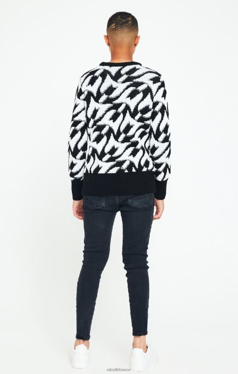 garçons vêtements 6B8NV286 SikSilk x messi pull noir en grosse maille