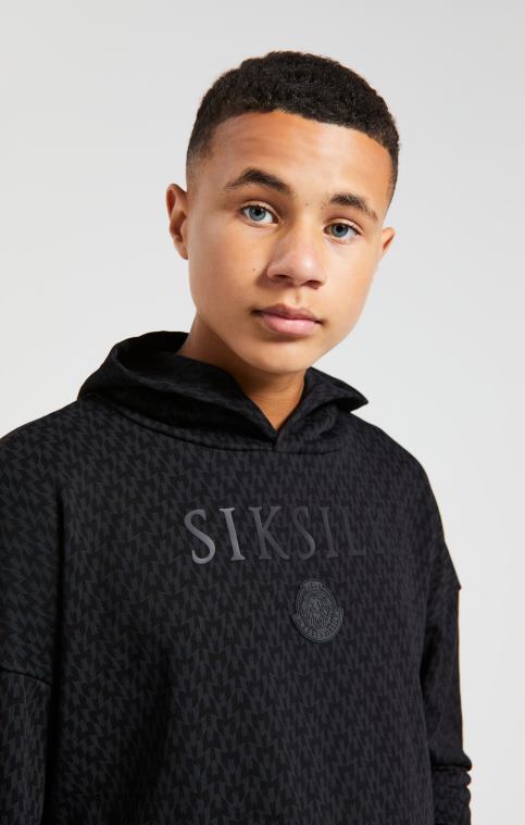 garçons vêtements 6B8NV288 SikSilk x sweat à capuche oversize imprimé noir messi