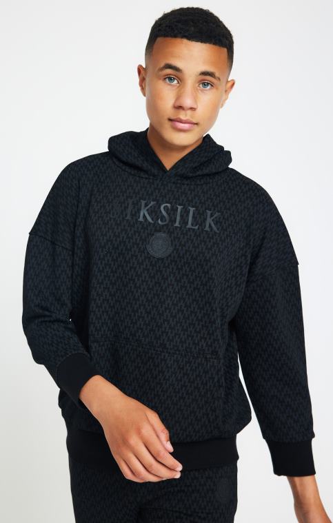 garçons vêtements 6B8NV288 SikSilk x sweat à capuche oversize imprimé noir messi