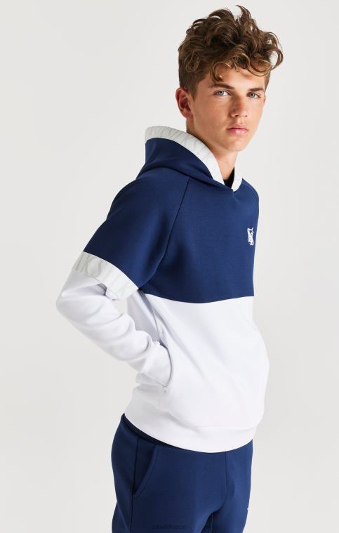 garçons vêtements 6B8NV292 SikSilk sweat à capuche dynamique - marine et blanc