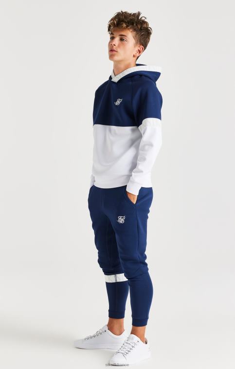 garçons vêtements 6B8NV292 SikSilk sweat à capuche dynamique - marine et blanc