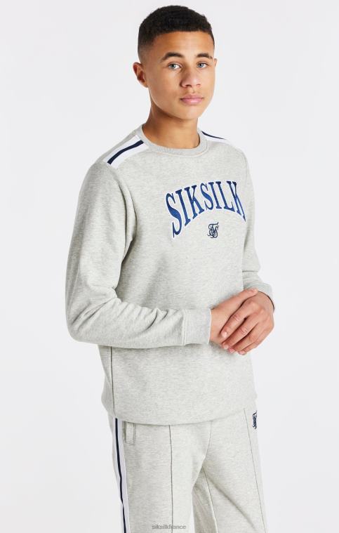 garçons vêtements 6B8NV296 SikSilk sweat-shirt universitaire gris chiné