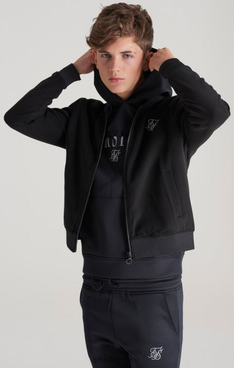 garçons vêtements 6B8NV301 SikSilk bomber noir à logo métallisé