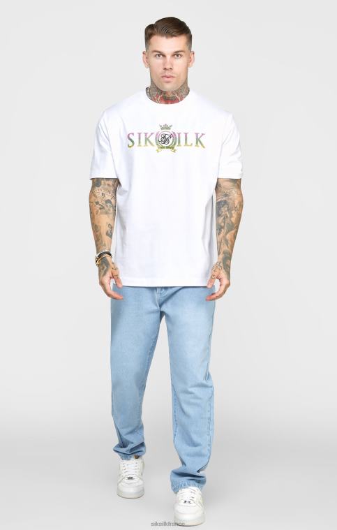Hommes vêtements 6B8NV543 SikSilk denim coupe droite bleu rose