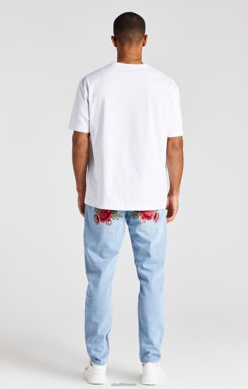 Hommes vêtements 6B8NV543 SikSilk denim coupe droite bleu rose