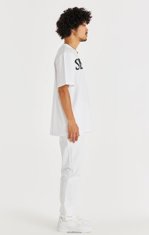Hommes vêtements 6B8NV547 SikSilk denim coupe droite blanc