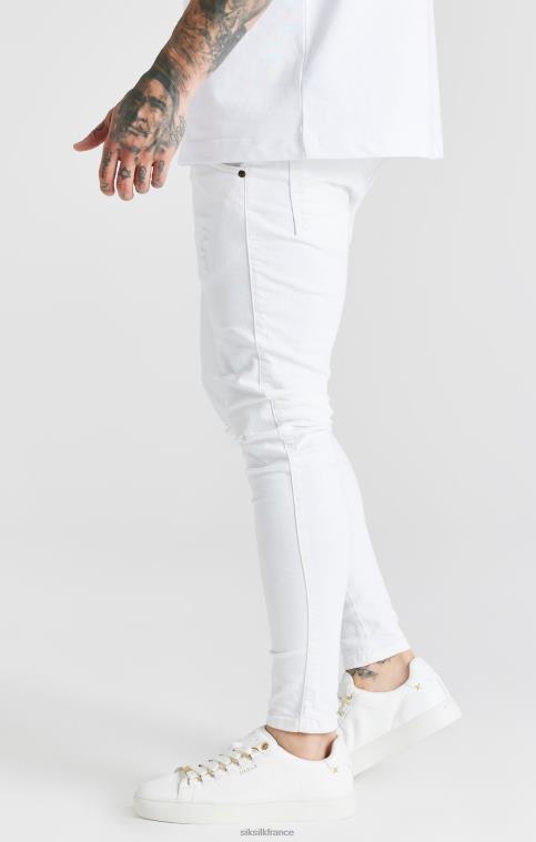 Hommes vêtements 6B8NV553 SikSilk jean skinny essentiel blanc vieilli
