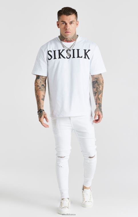 Hommes vêtements 6B8NV553 SikSilk jean skinny essentiel blanc vieilli