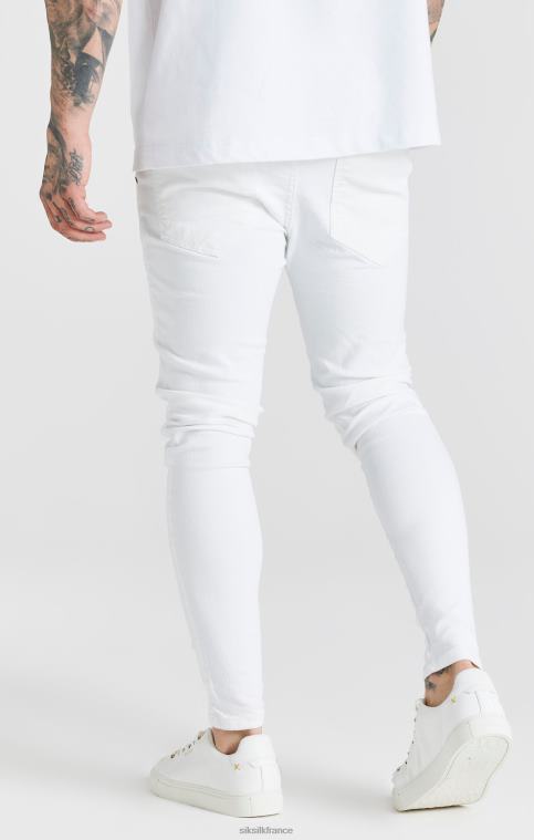Hommes vêtements 6B8NV553 SikSilk jean skinny essentiel blanc vieilli