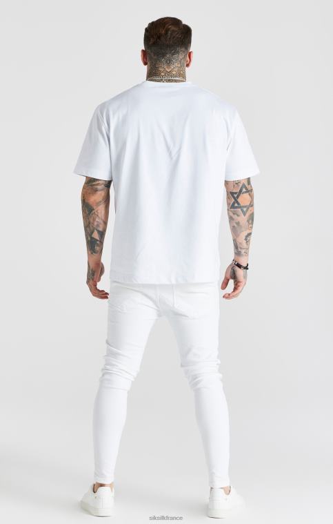 Hommes vêtements 6B8NV553 SikSilk jean skinny essentiel blanc vieilli
