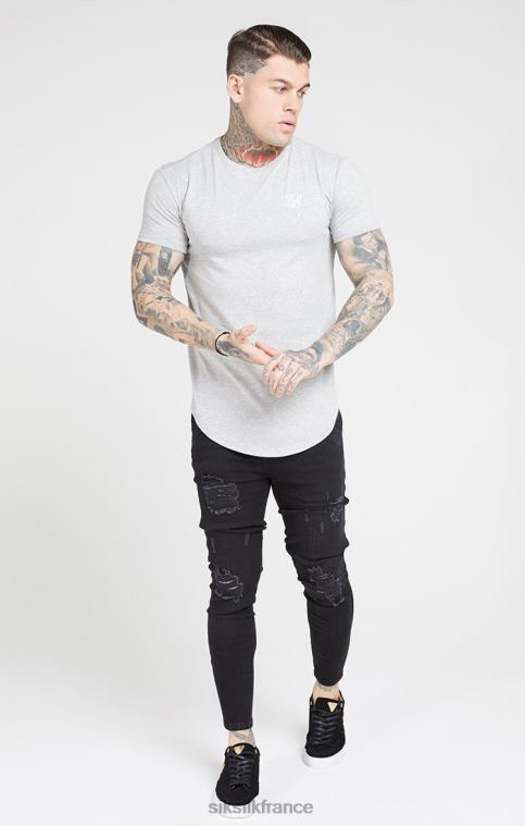 Hommes vêtements 6B8NV554 SikSilk jean skinny effet vieilli noir délavé