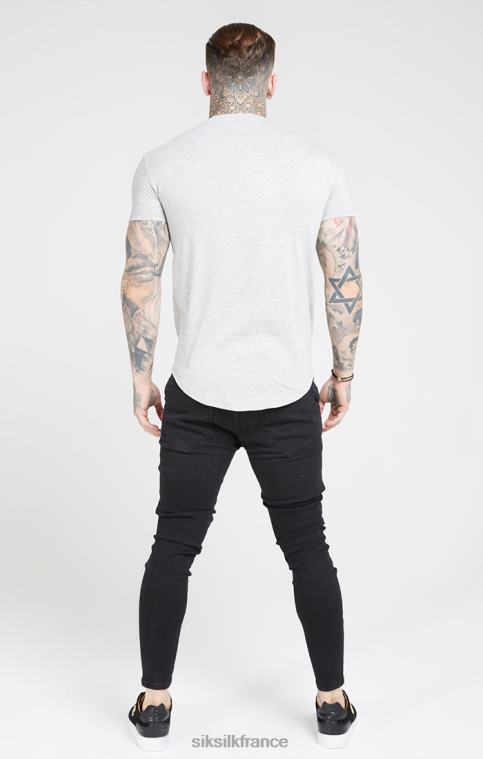 Hommes vêtements 6B8NV554 SikSilk jean skinny effet vieilli noir délavé