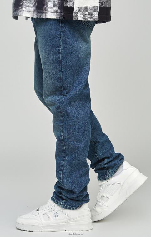 Hommes vêtements 6B8NV559 SikSilk jean en denim coupe droite bleu moyen