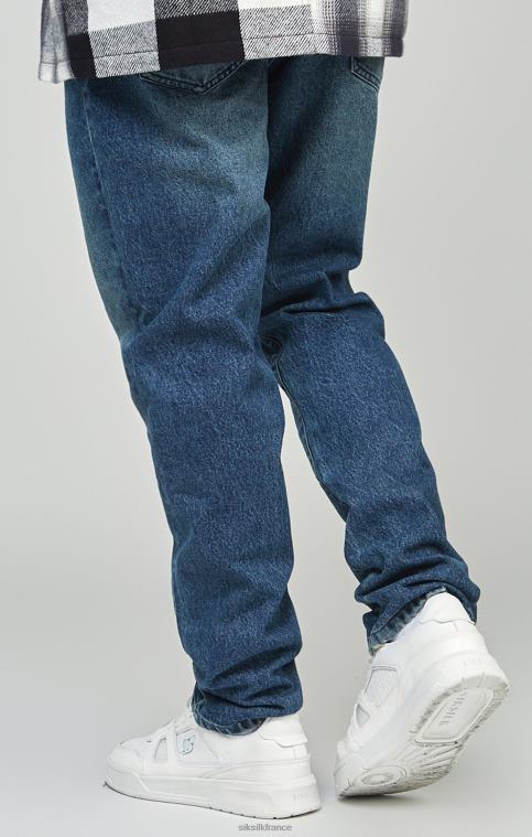 Hommes vêtements 6B8NV559 SikSilk jean en denim coupe droite bleu moyen