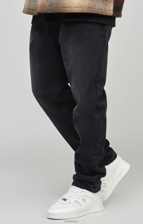 Hommes vêtements 6B8NV560 SikSilk jean en denim coupe droite noir