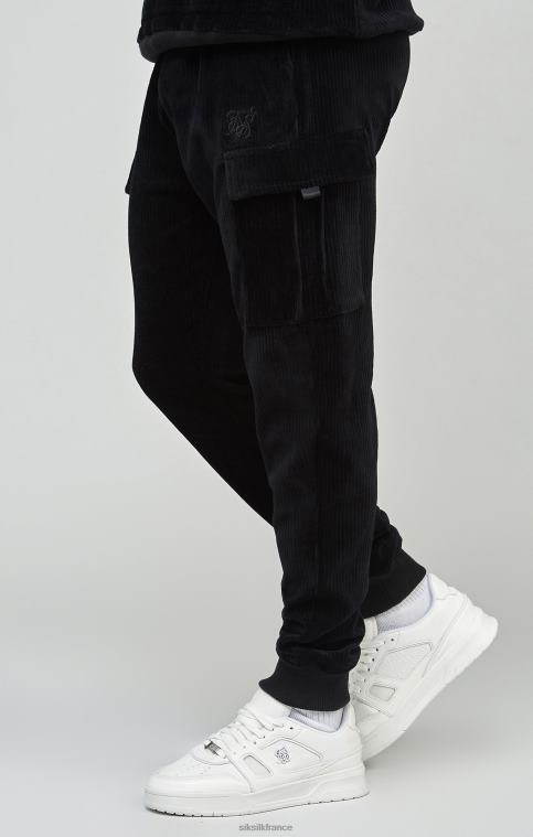 Hommes vêtements 6B8NV532 SikSilk pantalon de jogging cargo en velours côtelé noir
