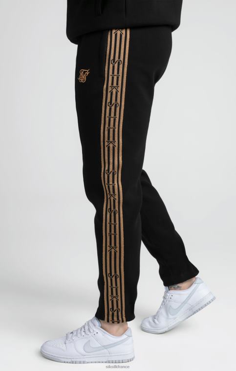 Hommes vêtements 6B8NV508 SikSilk pantalon de survêtement à bande tricotée noir et doré
