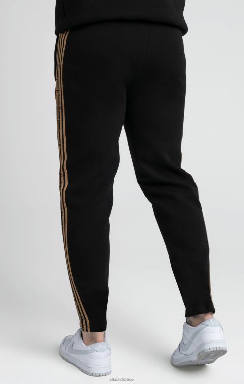 Hommes vêtements 6B8NV508 SikSilk pantalon de survêtement à bande tricotée noir et doré