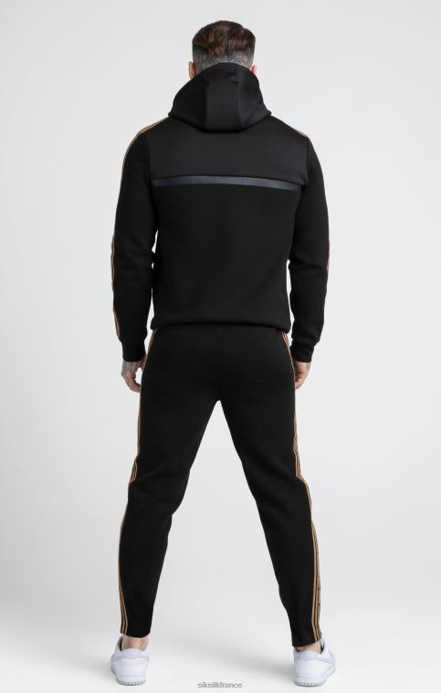 Hommes vêtements 6B8NV508 SikSilk pantalon de survêtement à bande tricotée noir et doré