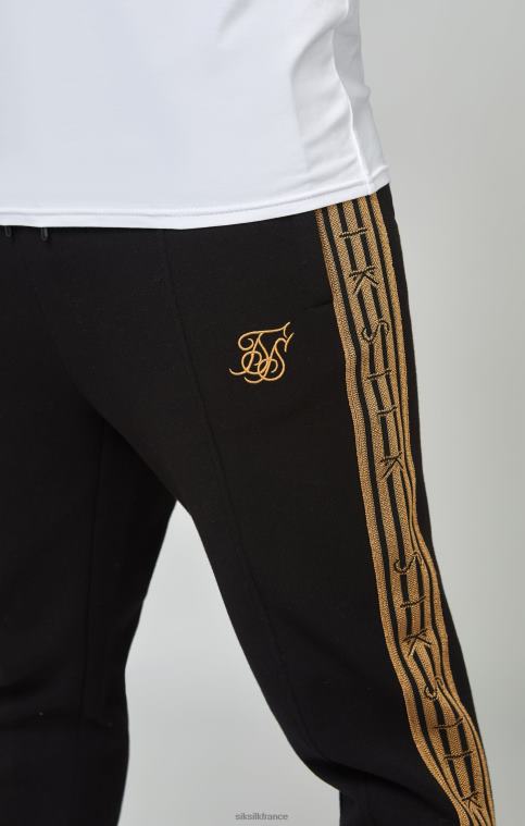 Hommes vêtements 6B8NV508 SikSilk pantalon de survêtement à bande tricotée noir et doré