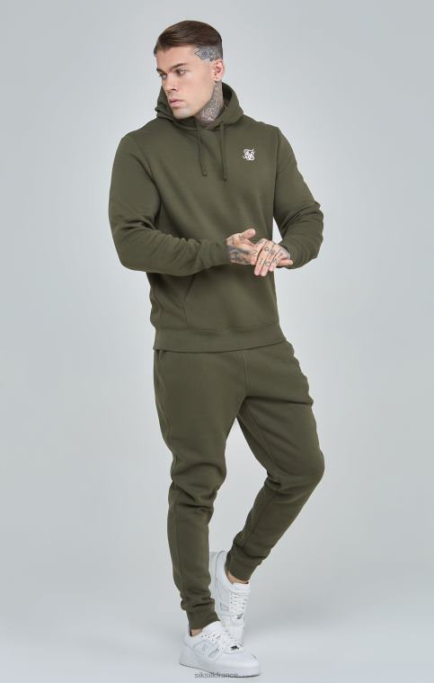 Hommes vêtements 6B8NV518 SikSilk pantalon de jogging essentiel kaki à revers