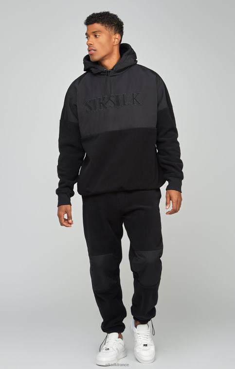 Hommes vêtements 6B8NV523 SikSilk pantalon de jogging écru à empiècements en polaire et chevilles resserrées