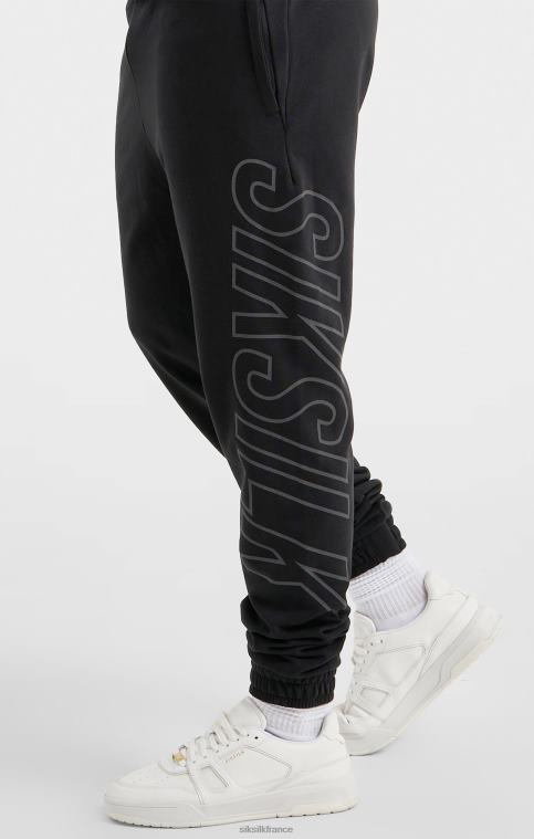Hommes vêtements 6B8NV525 SikSilk pantalon de sport noir coupe décontractée à grande marque