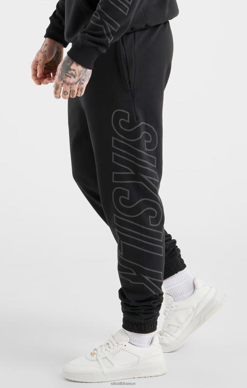 Hommes vêtements 6B8NV525 SikSilk pantalon de sport noir coupe décontractée à grande marque
