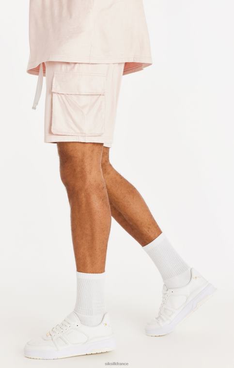 Hommes vêtements 6B8NV579 SikSilk short cargo en daim stretch - rose