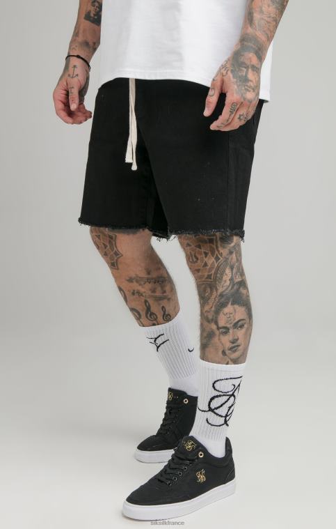 Hommes vêtements 6B8NV582 SikSilk short en jean décontracté noir à ourlet brut