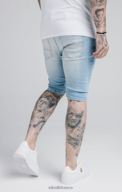 Hommes vêtements 6B8NV583 SikSilk short en jean bleu effet vieilli