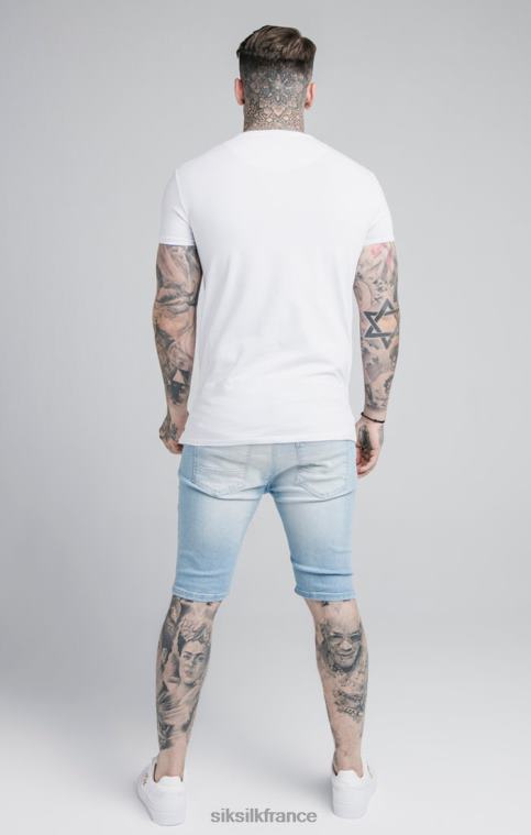 Hommes vêtements 6B8NV583 SikSilk short en jean bleu effet vieilli