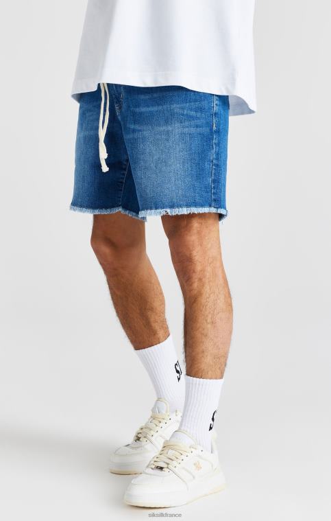 Hommes vêtements 6B8NV587 SikSilk short en jean décontracté bleu à ourlet brut