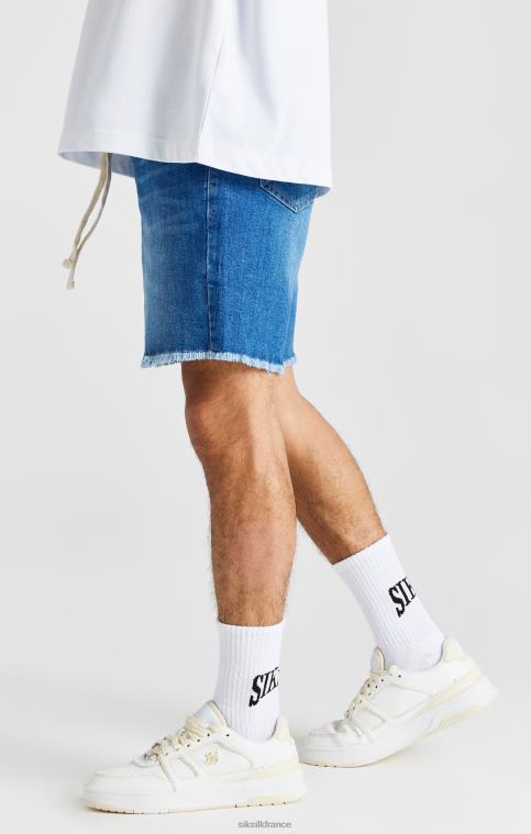 Hommes vêtements 6B8NV587 SikSilk short en jean décontracté bleu à ourlet brut