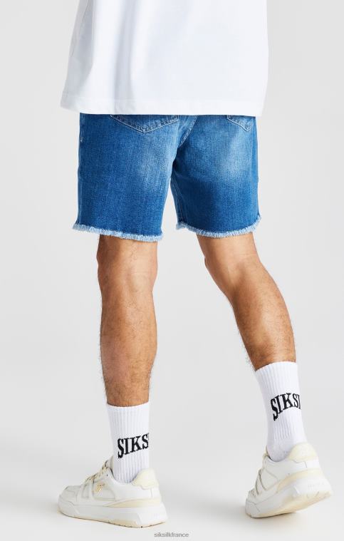 Hommes vêtements 6B8NV587 SikSilk short en jean décontracté bleu à ourlet brut