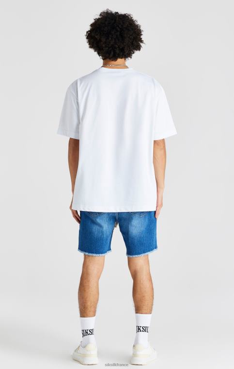 Hommes vêtements 6B8NV587 SikSilk short en jean décontracté bleu à ourlet brut