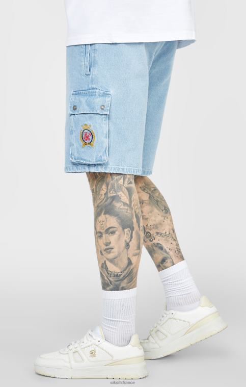 Hommes vêtements 6B8NV588 SikSilk short en jean bleu taille élastiquée